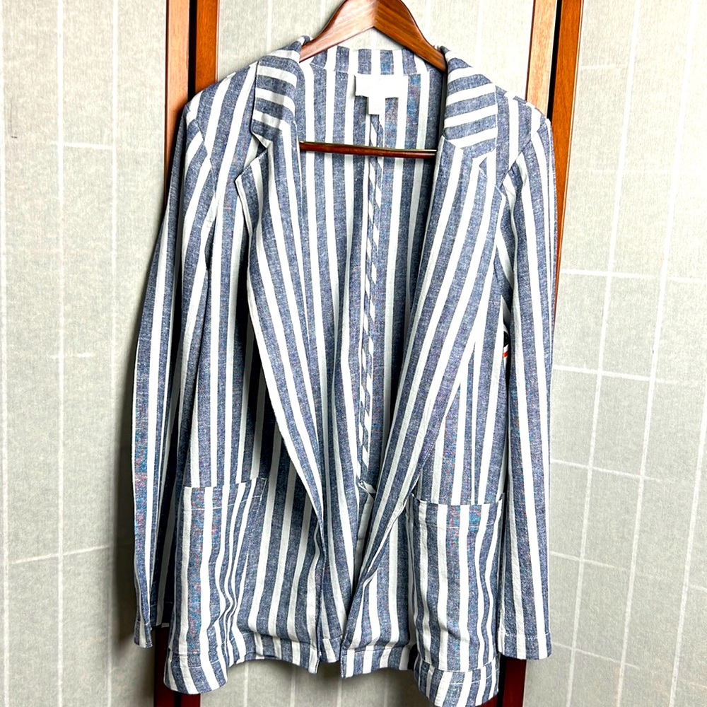Caslon jacket &coast open front strip linen size L - Picture 2 of 5